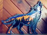6 Layer Hand Painted Howling Wolf