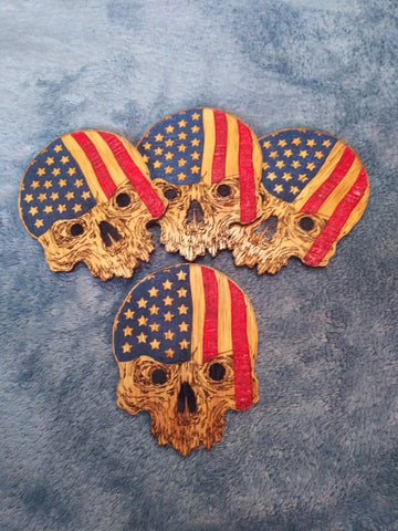 American Flag Skull Coasters