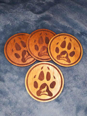 Wolf Paw Print Coaster Set