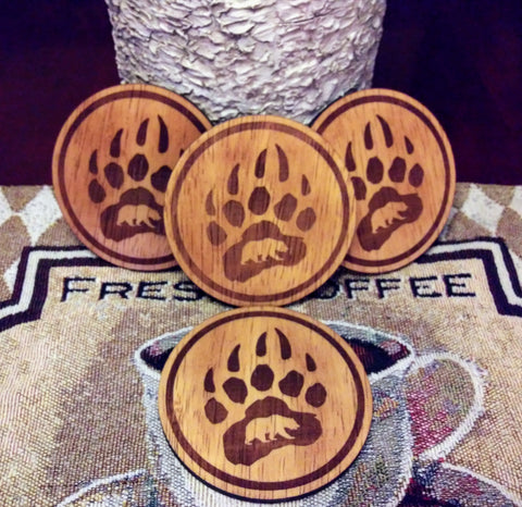 Grizzly Paw Print Coaster Set