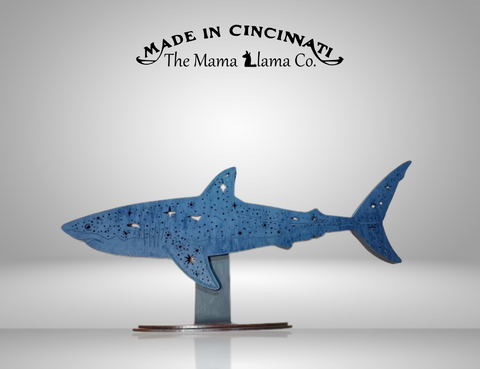 Great White Shark Nightlight | Wooden Nightlight with Color-Changing LEDs | Made in Cincinnati, Ohio